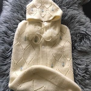 Vintage knit bunting with hood